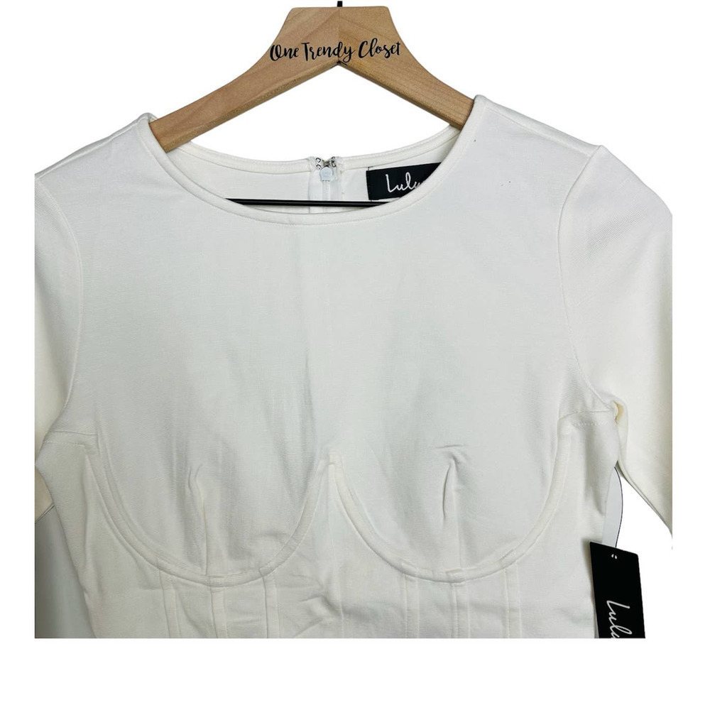 Lulus NWT Dressed to Skill Long Sleeve Underwire Classic Bodysuit White Sz Small - Picture 4 of 11